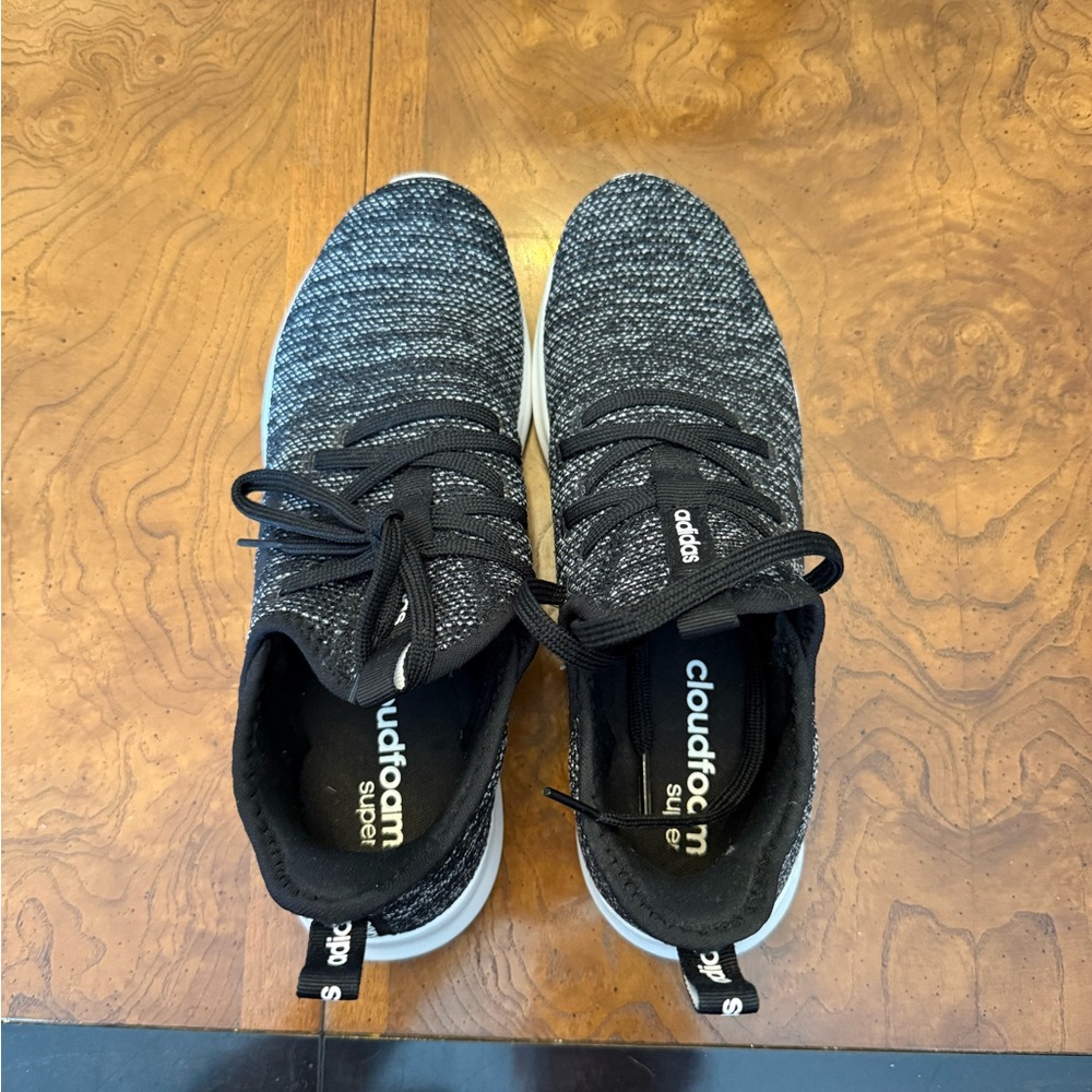 adidas Black and White Athletic Shoes with Sock-Like Fit